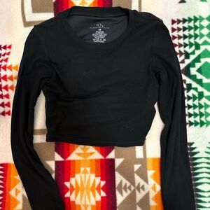 KLASSY NETWORK Black Cropped long sleeve brami top XS
